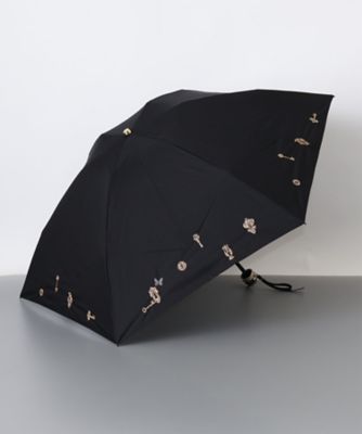 【新品、タグ付き！】ビューランス　刺繍入り黒折りたたみ傘　晴雨兼用 晴雨兼用折りたたみ傘 ボーラー＆鍵穴ラメ刺繍刺繍 1BH 27762